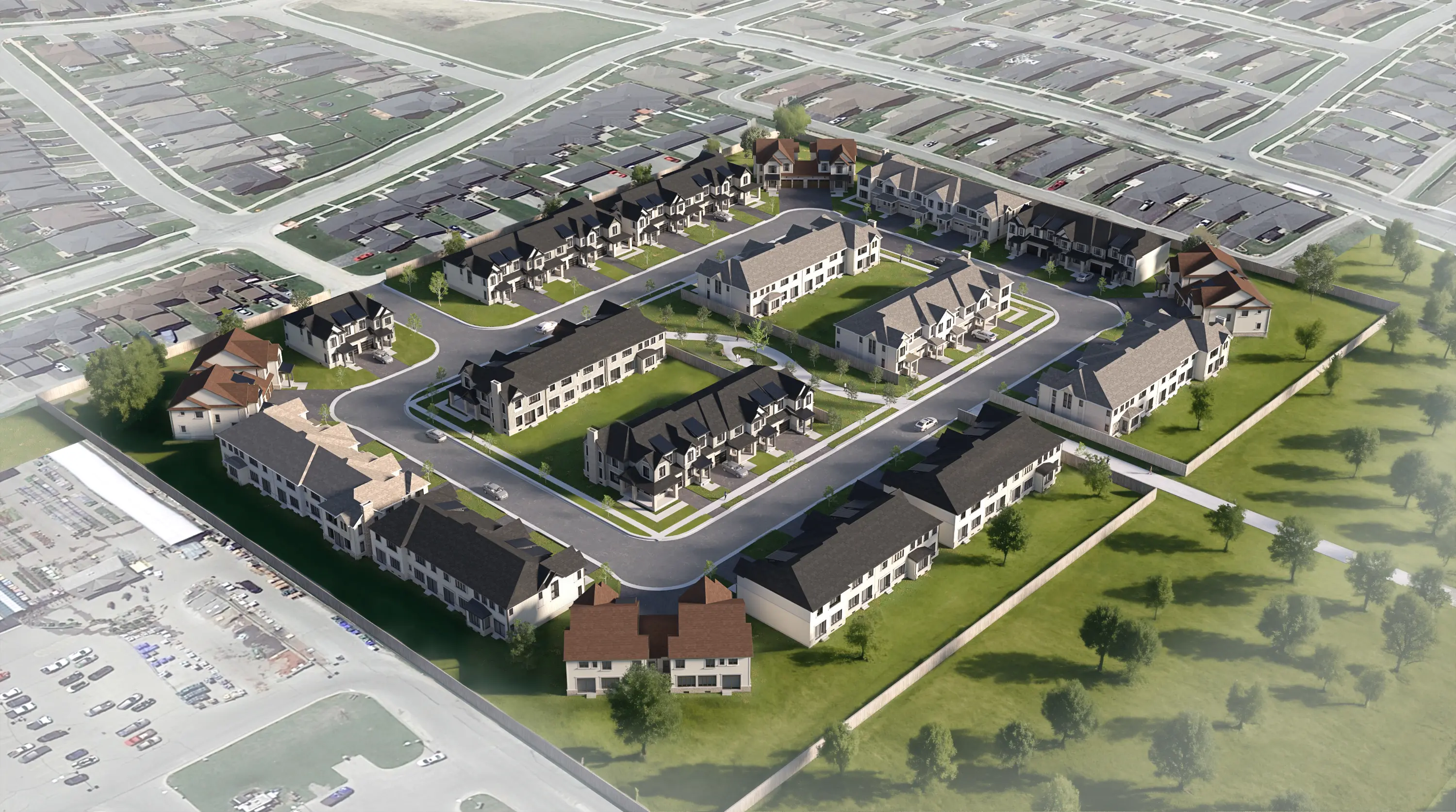 Aerial view 1 of Harwood Place community in Cobourg